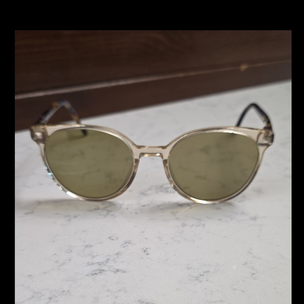 Via Spiga Oval Sunglasses Clear Frame Green Tinted Lenses w/ Rx 135mm 360/SC